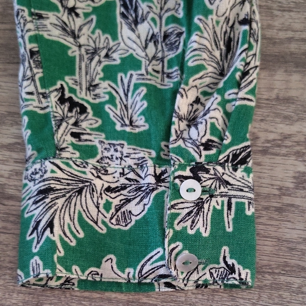 C&C‎ California Green Floral Blouse Size Xl - Picture 10 of 14